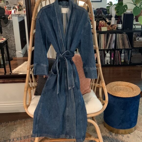 Aritzia Wilfred Free Colpa Belted Longline Denim Jean Trench Jacket - Medium - Picture 1 of 11